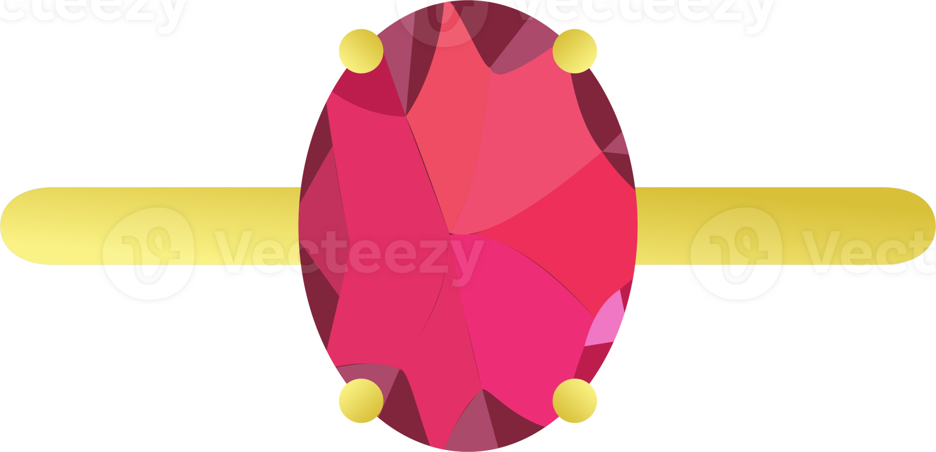 Red gemstone oval shape gold ring png