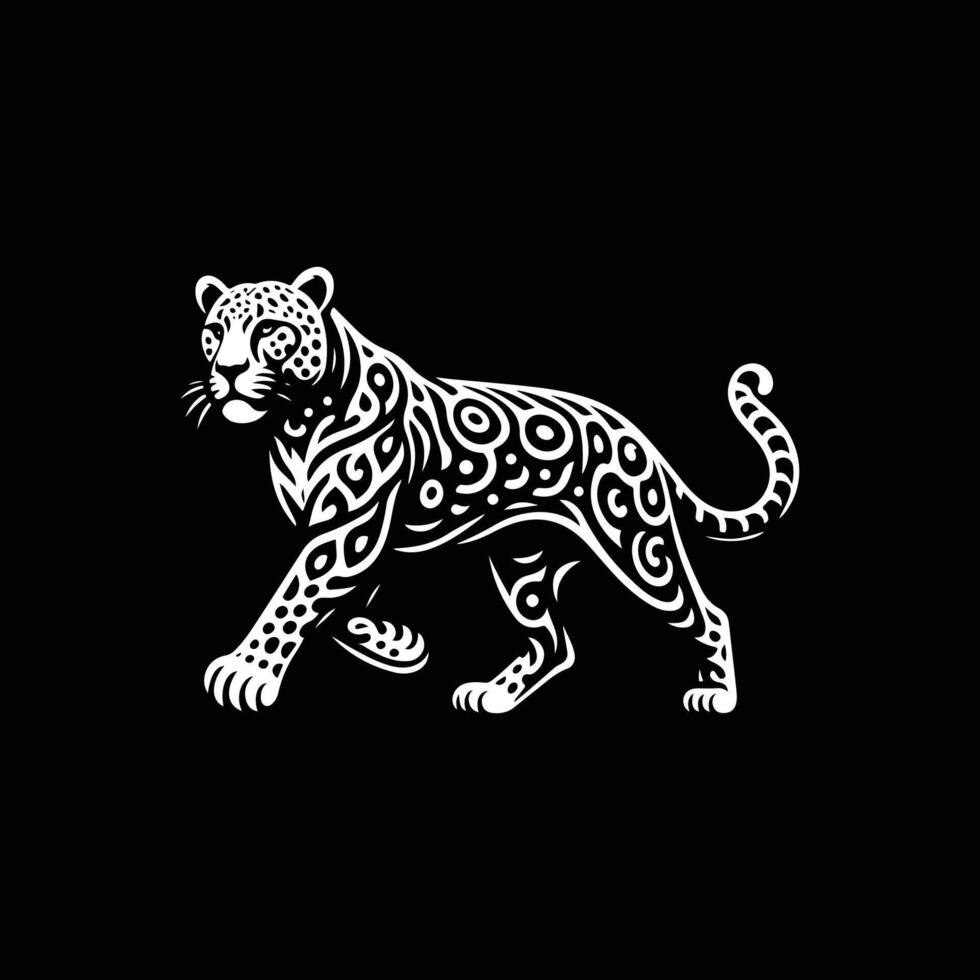 leopard full body art, silhouette, icon, logo, doddle design black and white vector