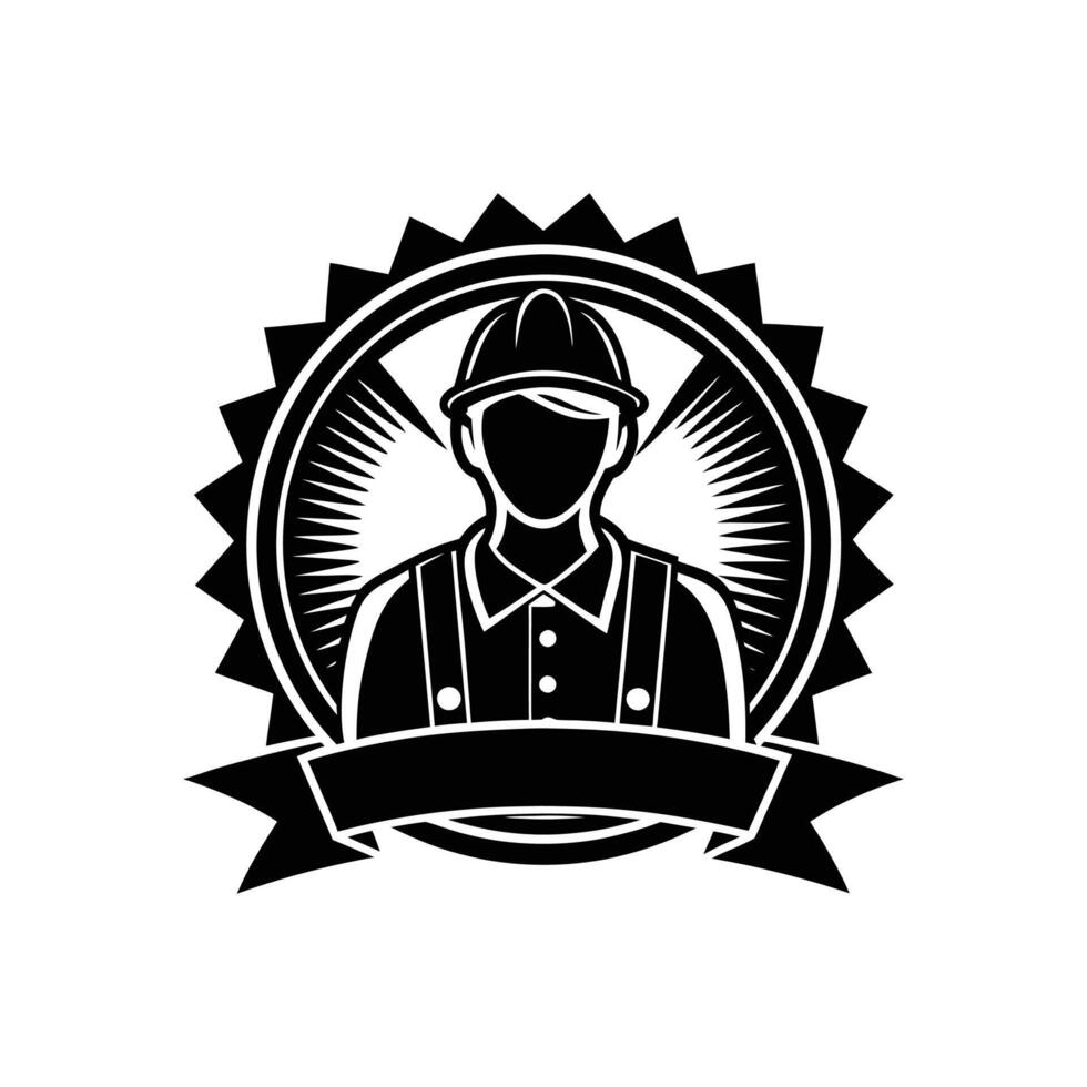 Labor Day art silhouette logo icon design black and white vector