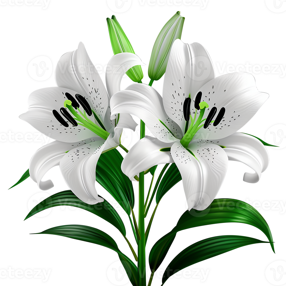 Bouquet of lilies - Elegant White Lily Flowers png