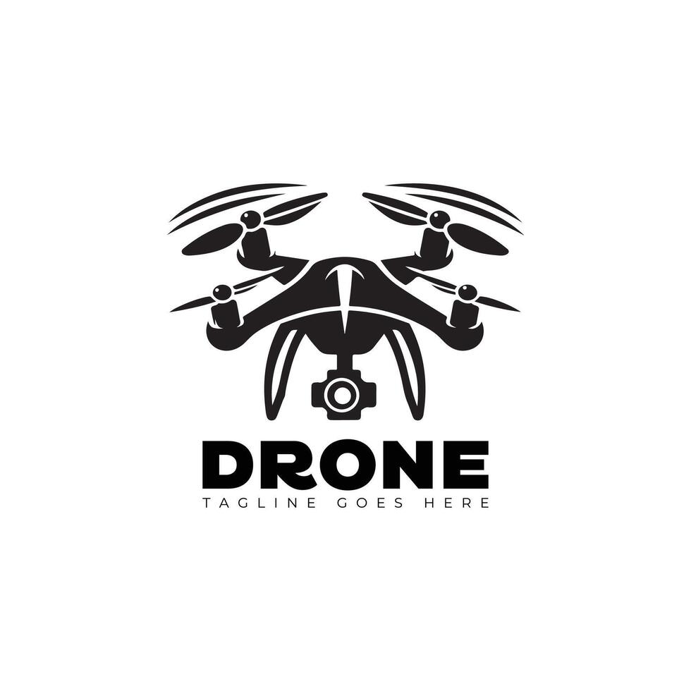 drone logo design style template black and white vector