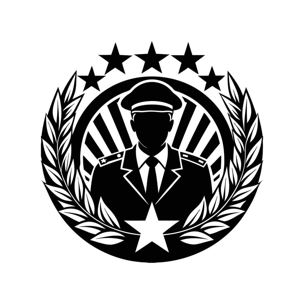 veterans' day art silhouette logo design black and white vector