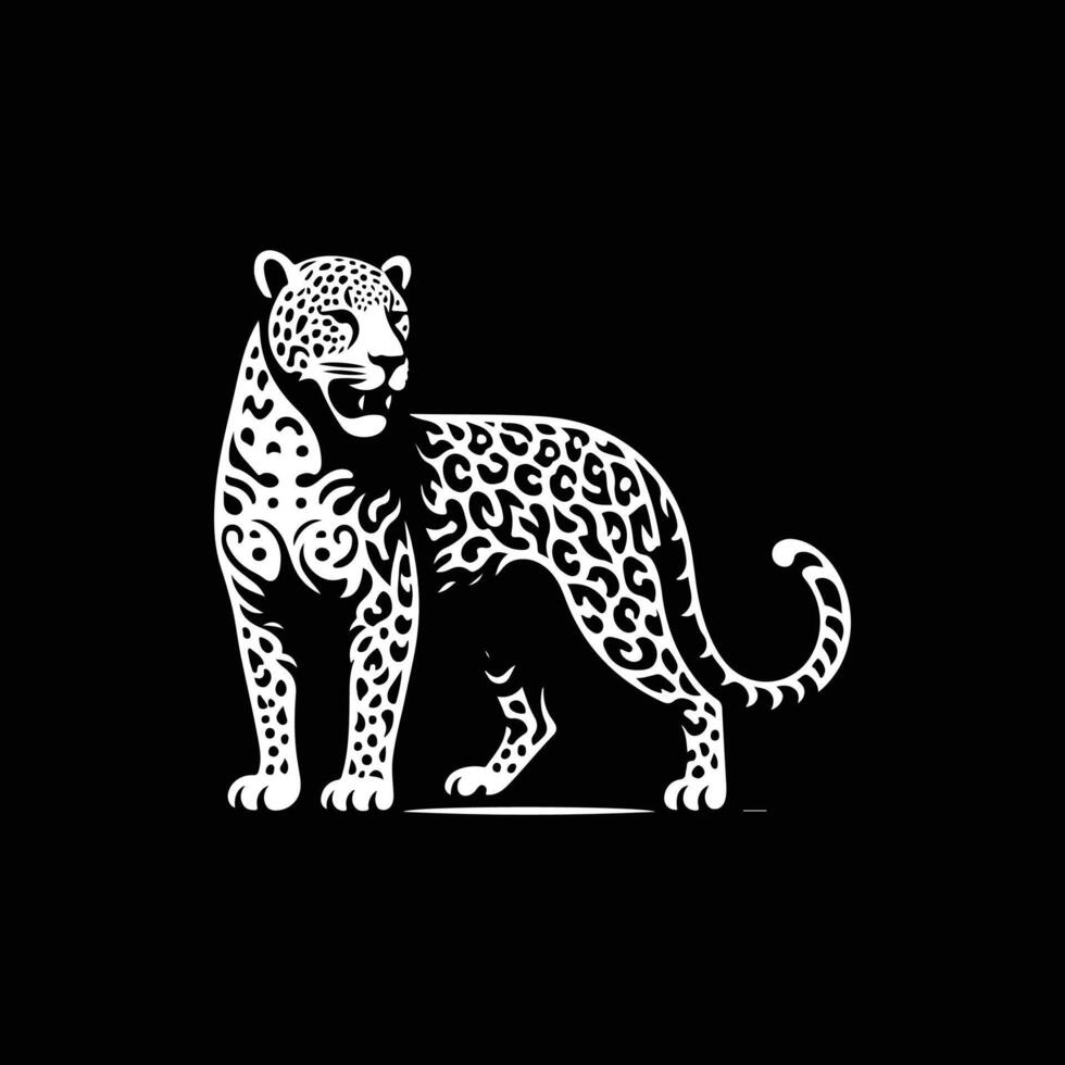 leopard full body art, silhouette, icon, logo, doddle design black and white vector
