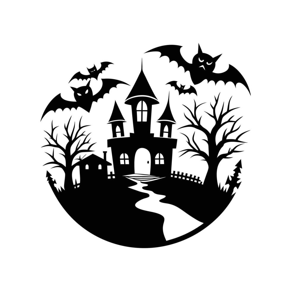 Halloween spooky art logo silhouette design vector