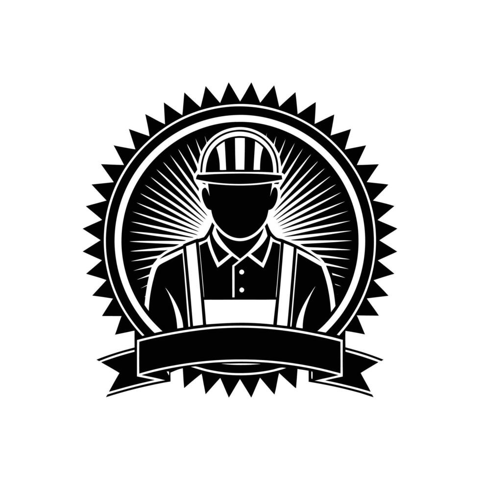 Labor Day art silhouette logo icon design black and white vector