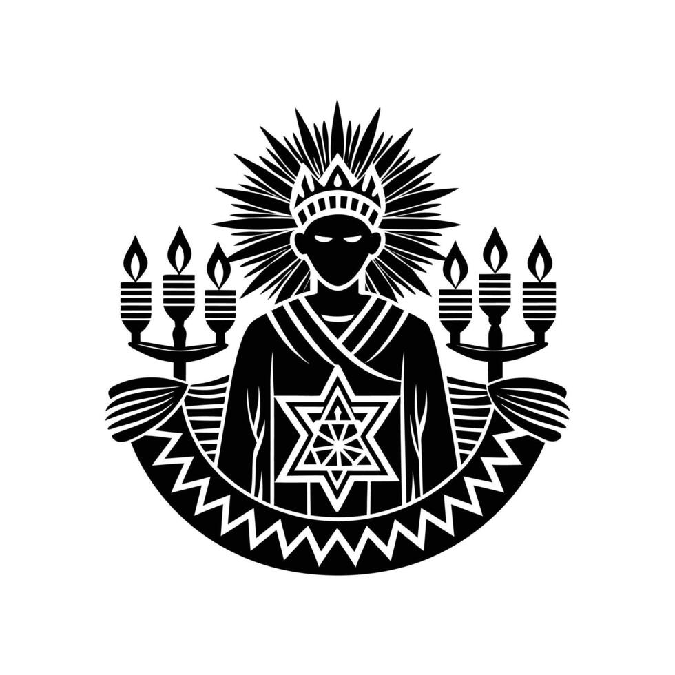 Kwanzaa art silhouette logo design black and white vector
