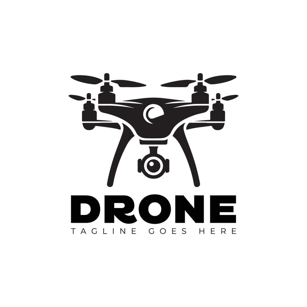 drone logo design style template black and white vector