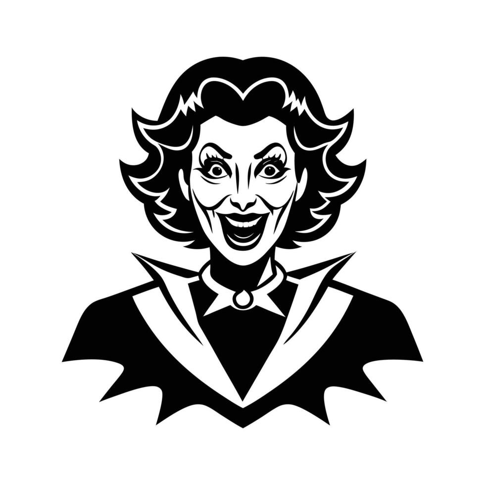 Halloween funny mom logo silhouette illustration design vector
