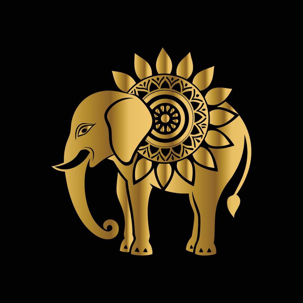 elephant mandala illustration design gradient color vector