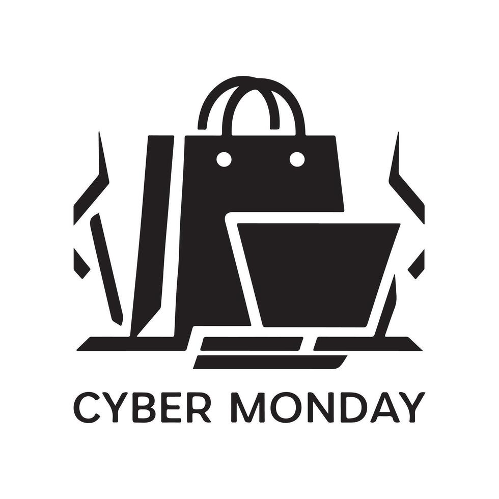 cyber Monday art logo silhouette design template black and white vector