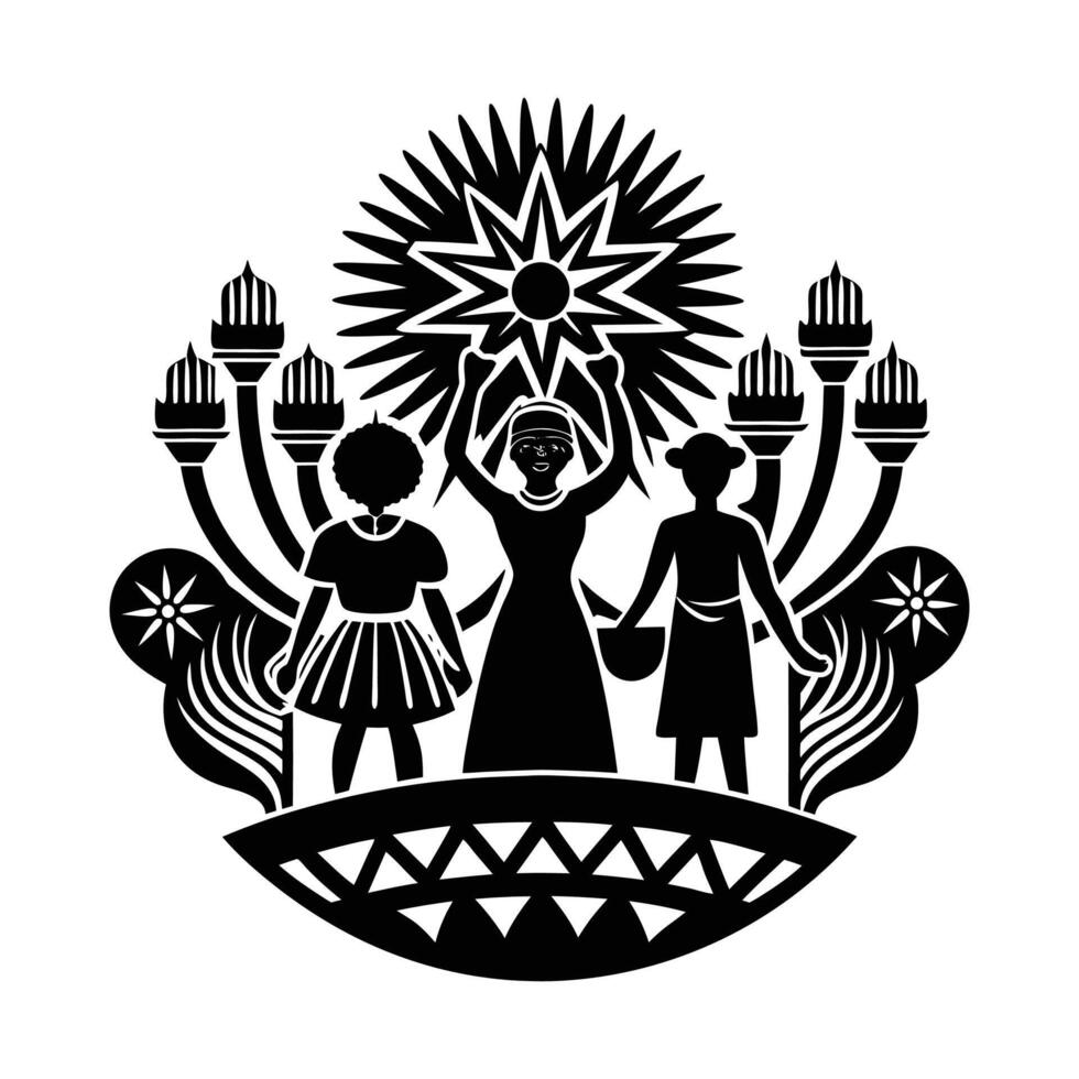 Kwanzaa art silhouette logo design black and white vector