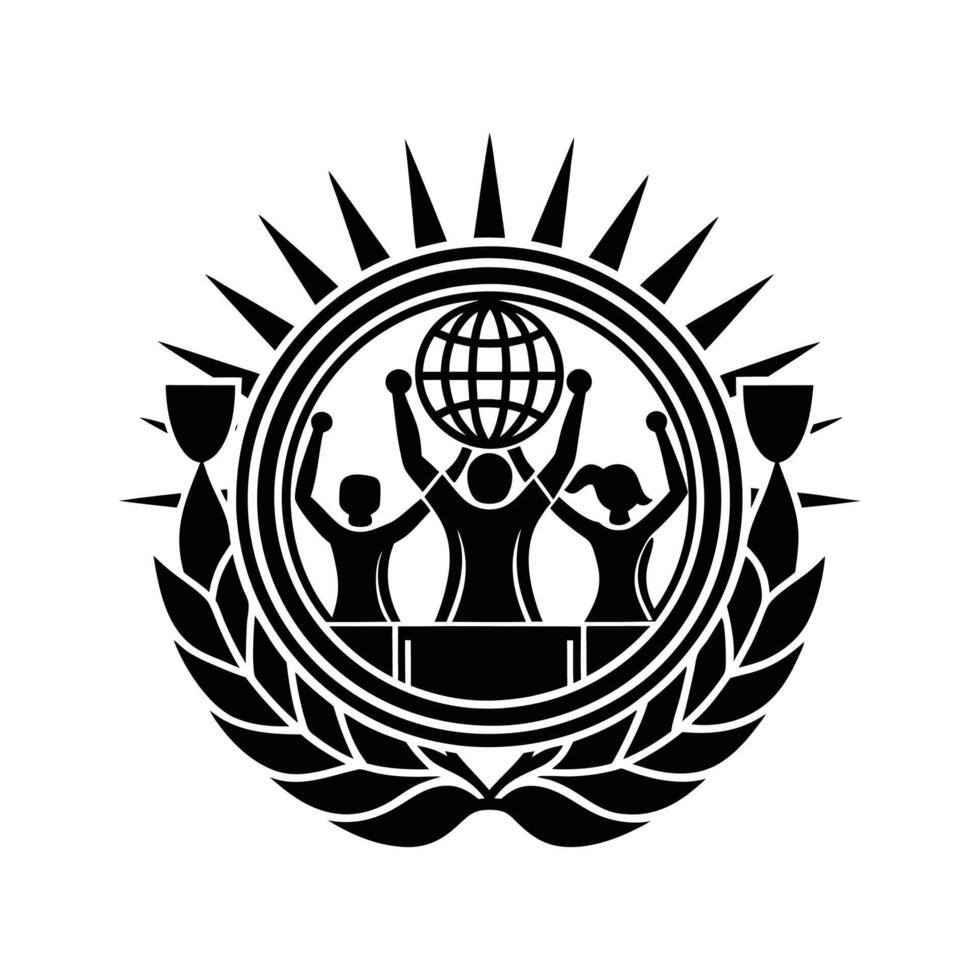 Human Rights Day art silhouette logo design black and white vector