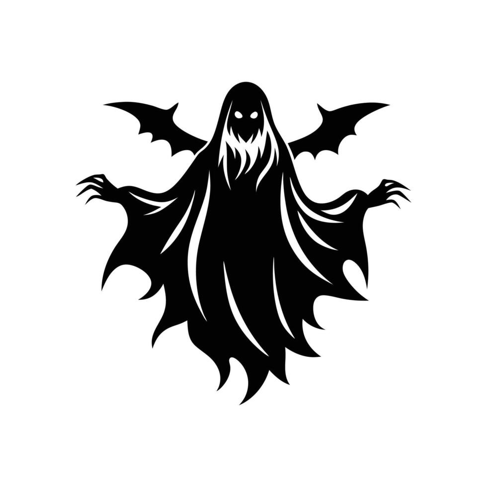 Halloween famine ghost logo silhouette design black and white vector