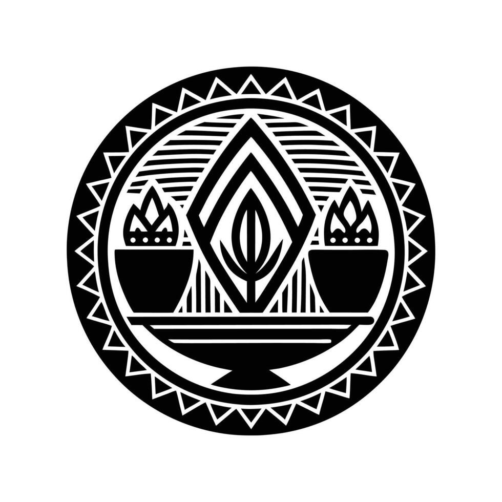 Kwanzaa art silhouette logo design black and white vector