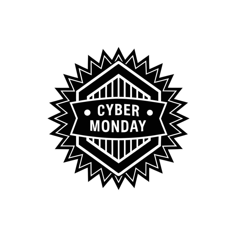 cyber Monday art logo silhouette design template black and white vector