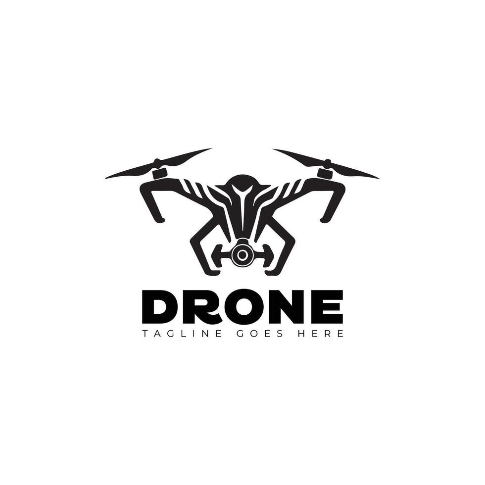 drone logo design style template black and white vector