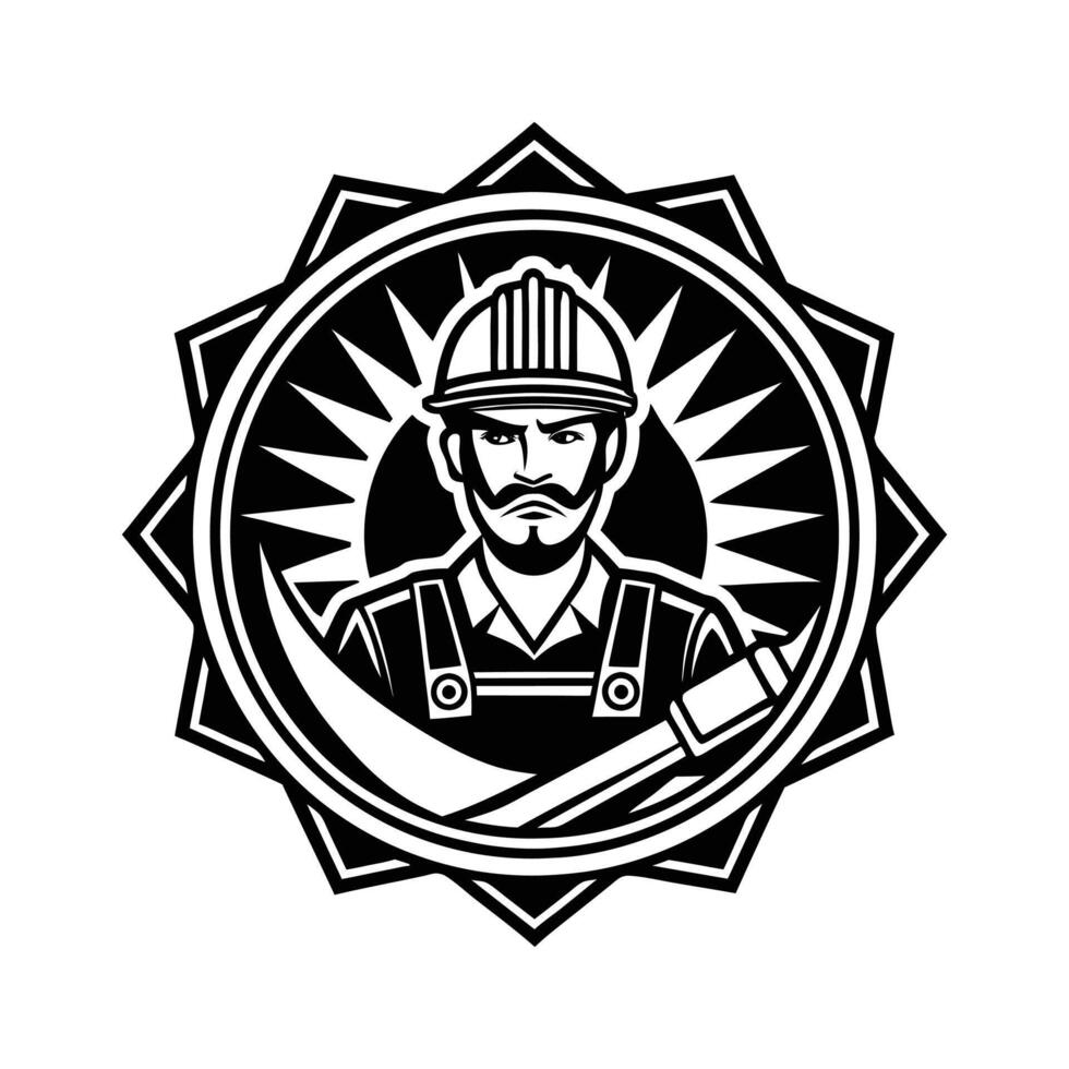 Labor Day art silhouette logo icon design black and white vector