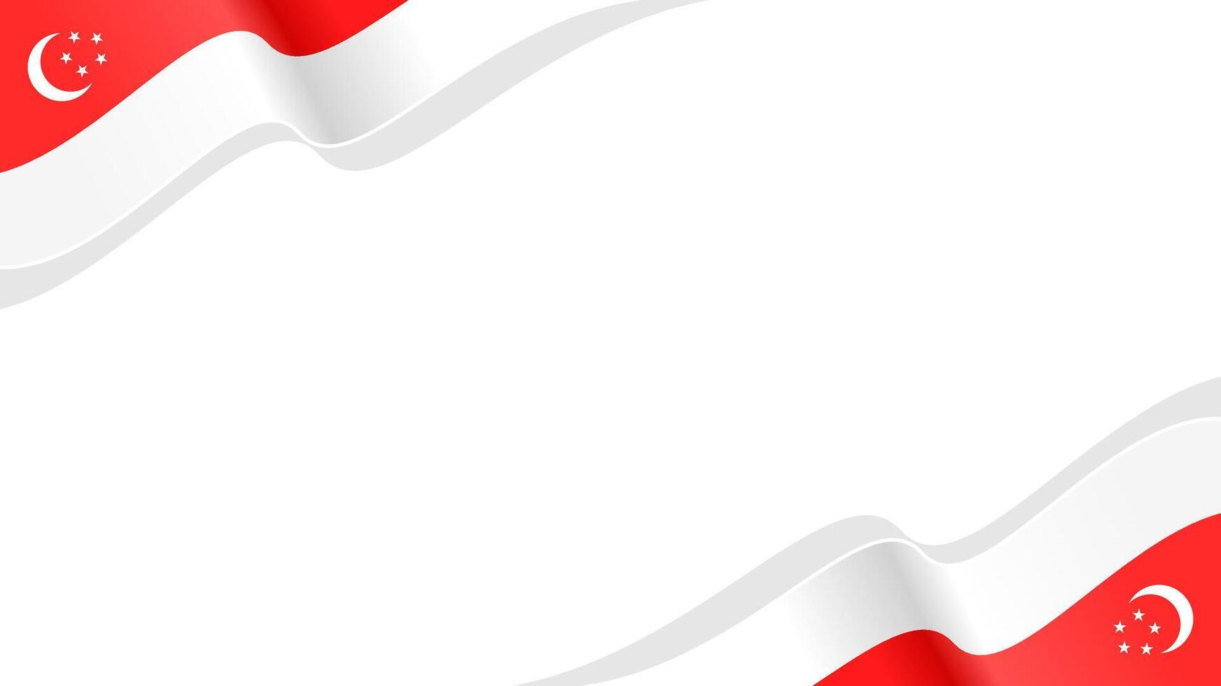 wavy singapore flag background with copy space for text. singapore national day vector