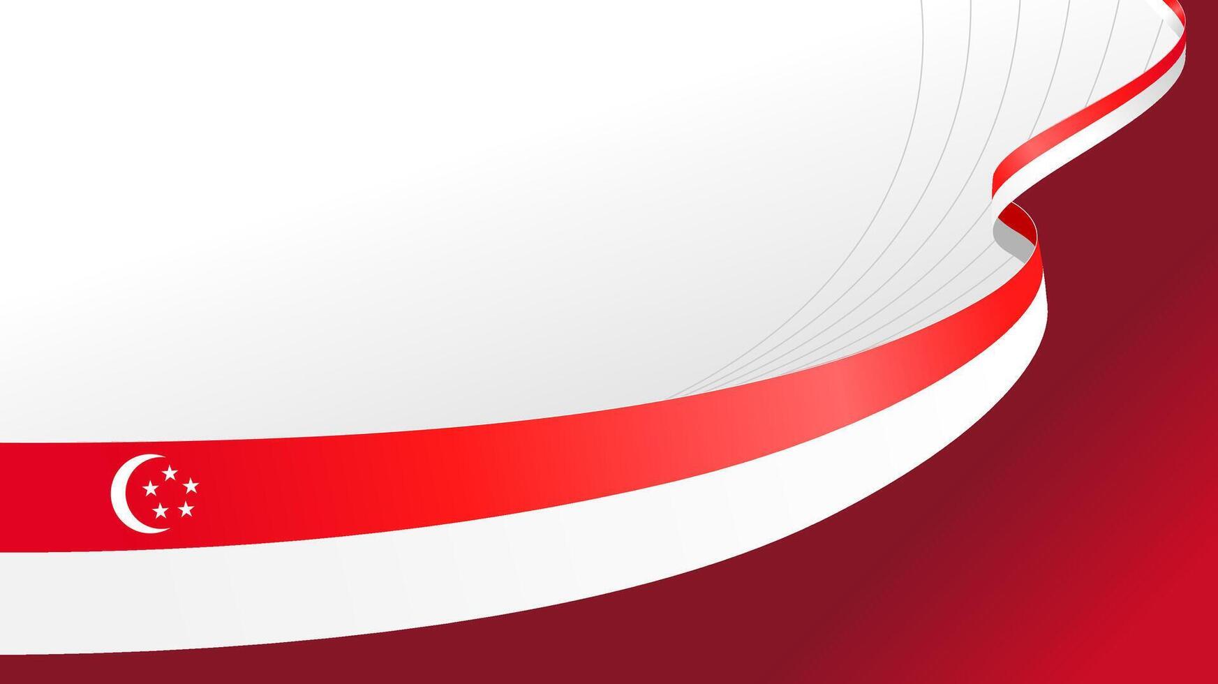 wavy singapore flag background with copy space for text. singapore national day vector