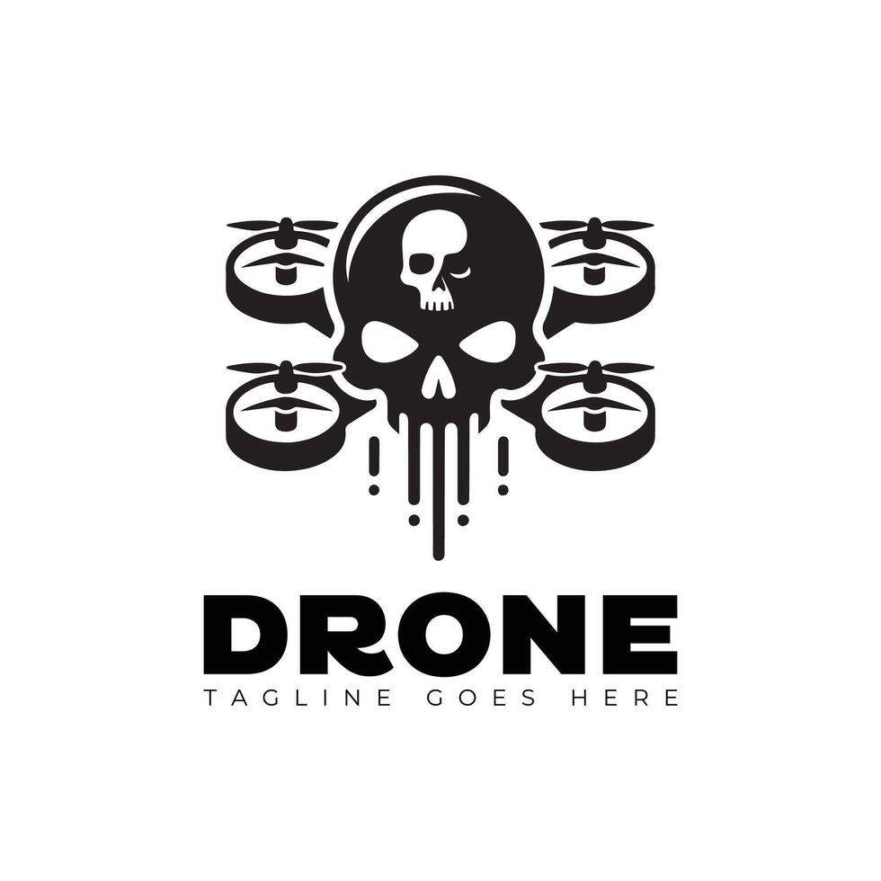 drone logo design style template black and white vector