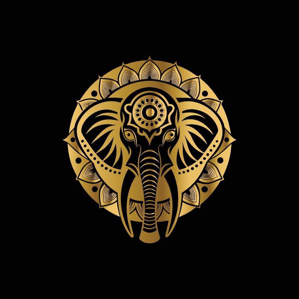 elephant mandala illustration design gradient color vector