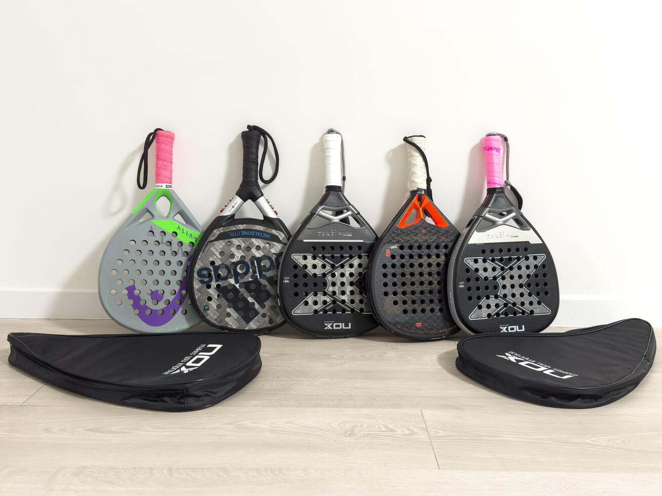 five rackets for padel tennis photo
