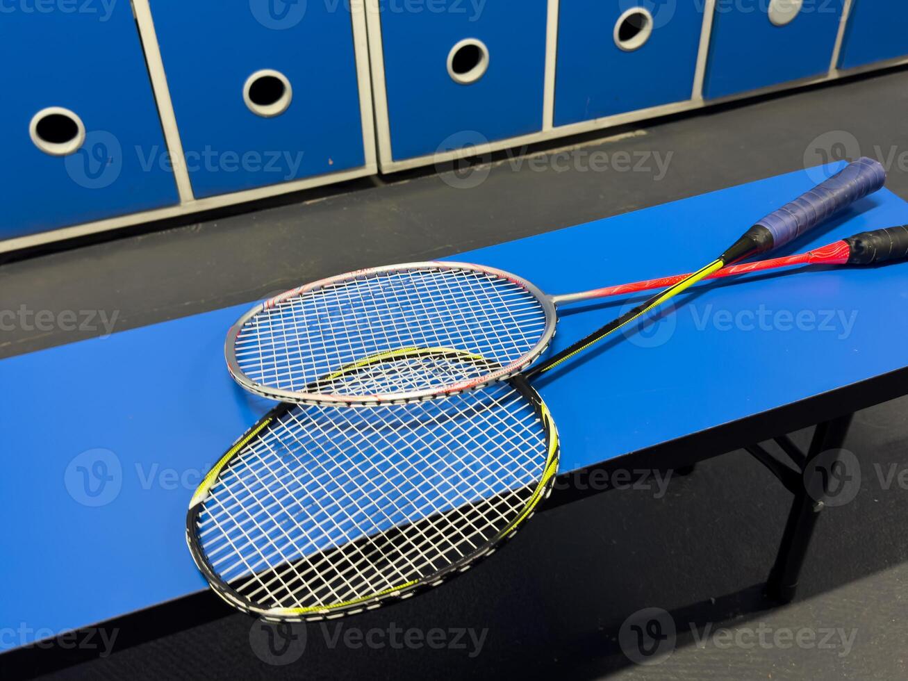 badminton racket in the locker room photo
