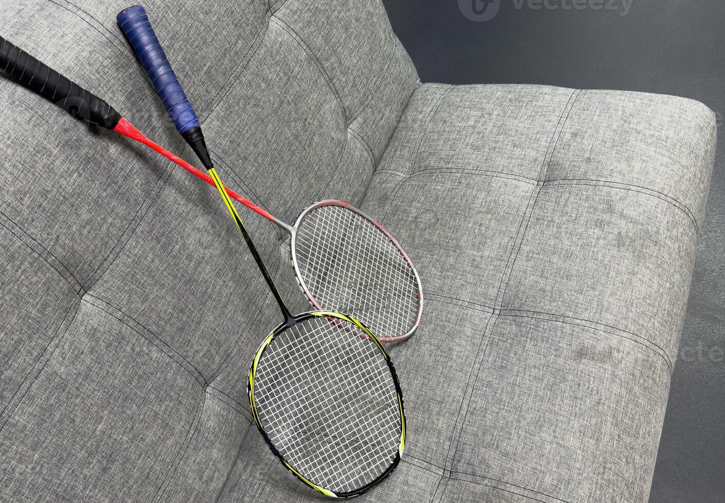 Badminton Racket on white background photo
