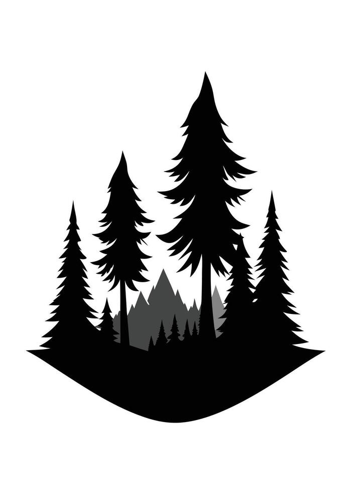 Black forest silhouette on white background vector