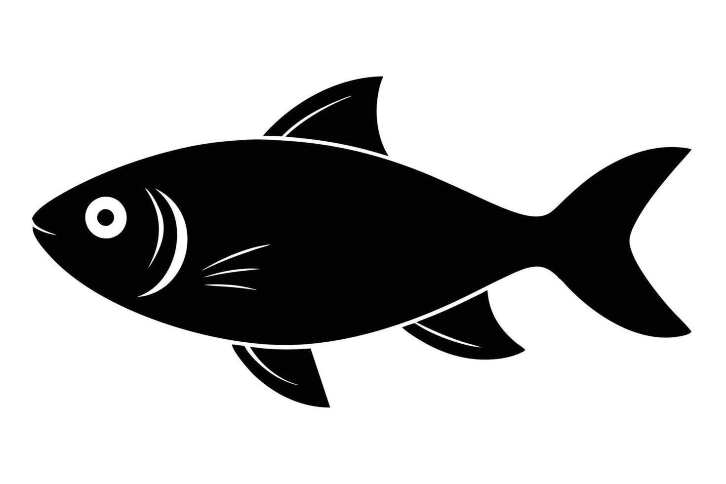 Black fish silhouette on white background vector