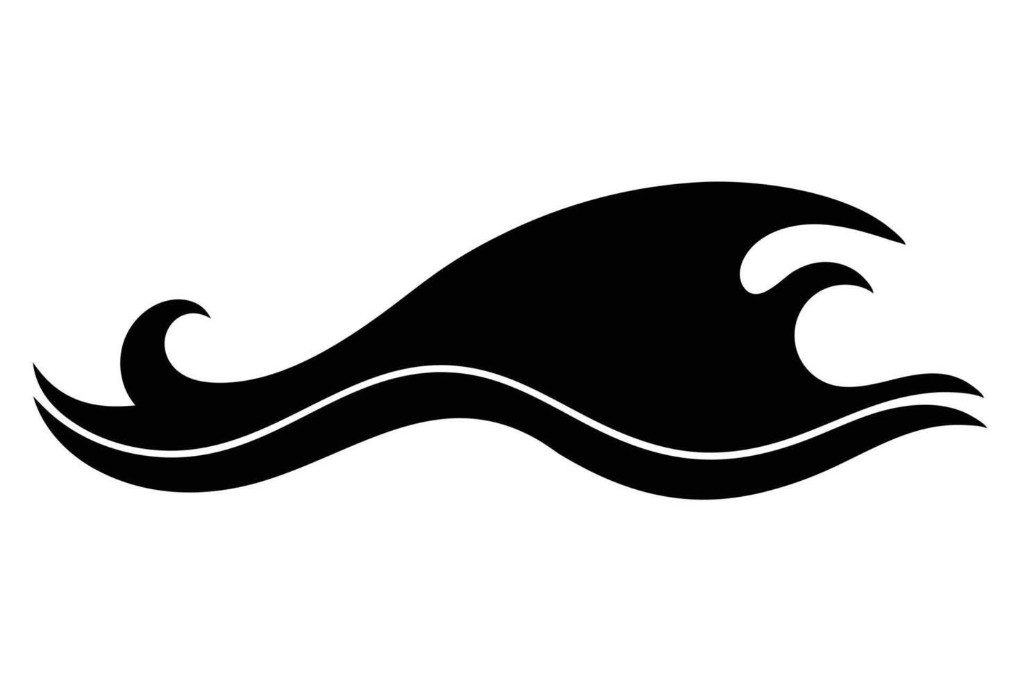 Black water wave silhouette on white background vector