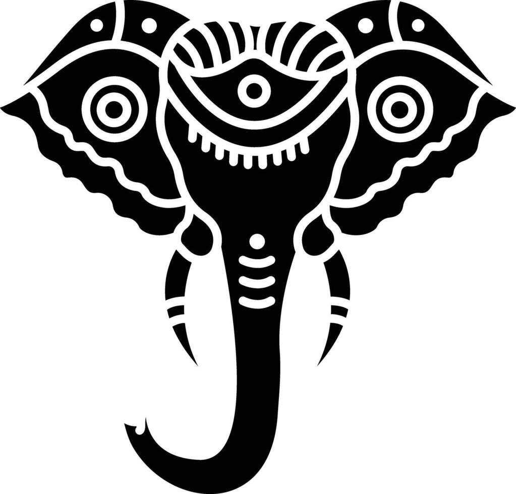 Dussara Elephant solid glyph illustration vector