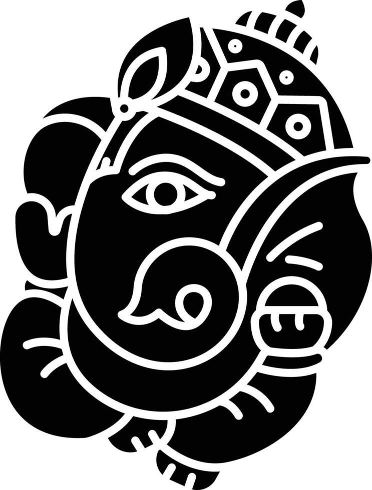 Lord Ganesha solid glyph illustration vector