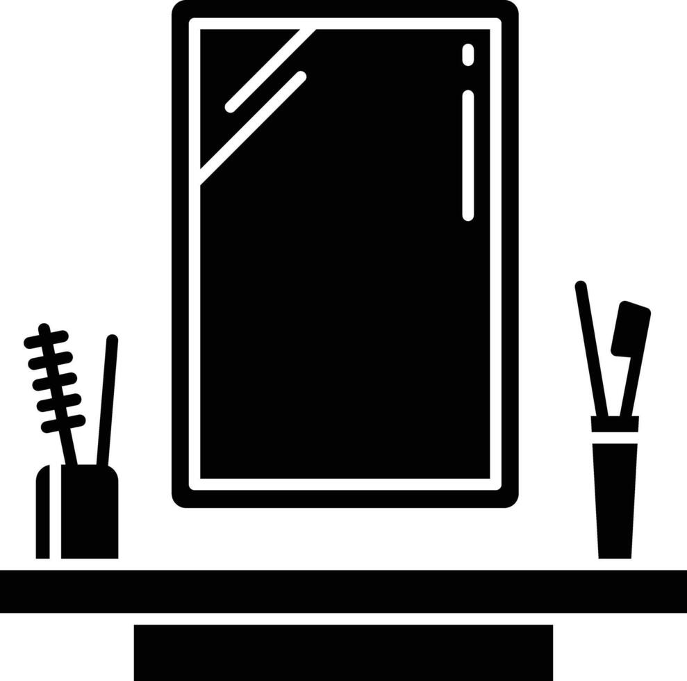 Bathroom mirror solid glyph illustration vector