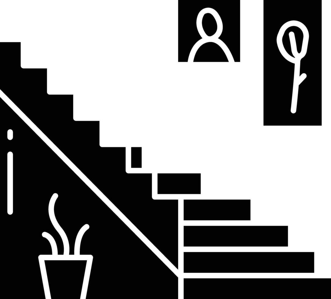 Stair case step solid glyph illustration vector