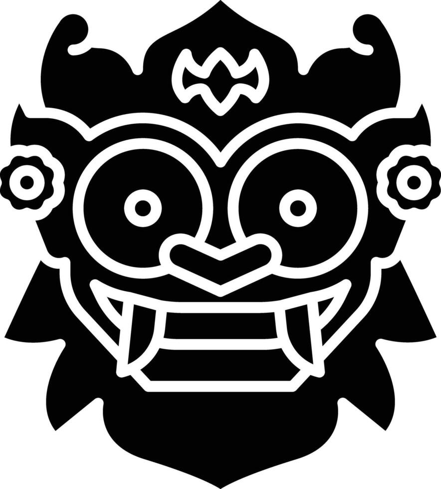 Barong Mask solid glyph illustration vector