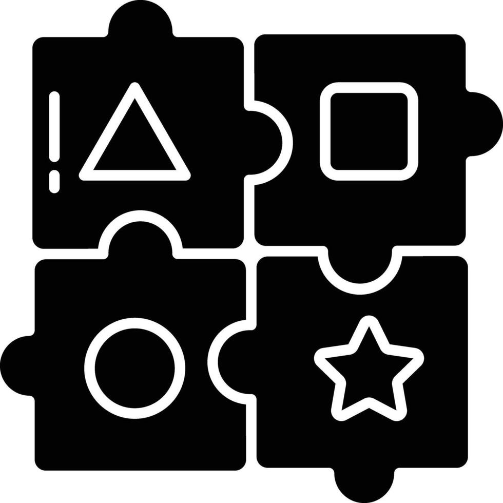 Puzzel solid glyph illustration vector