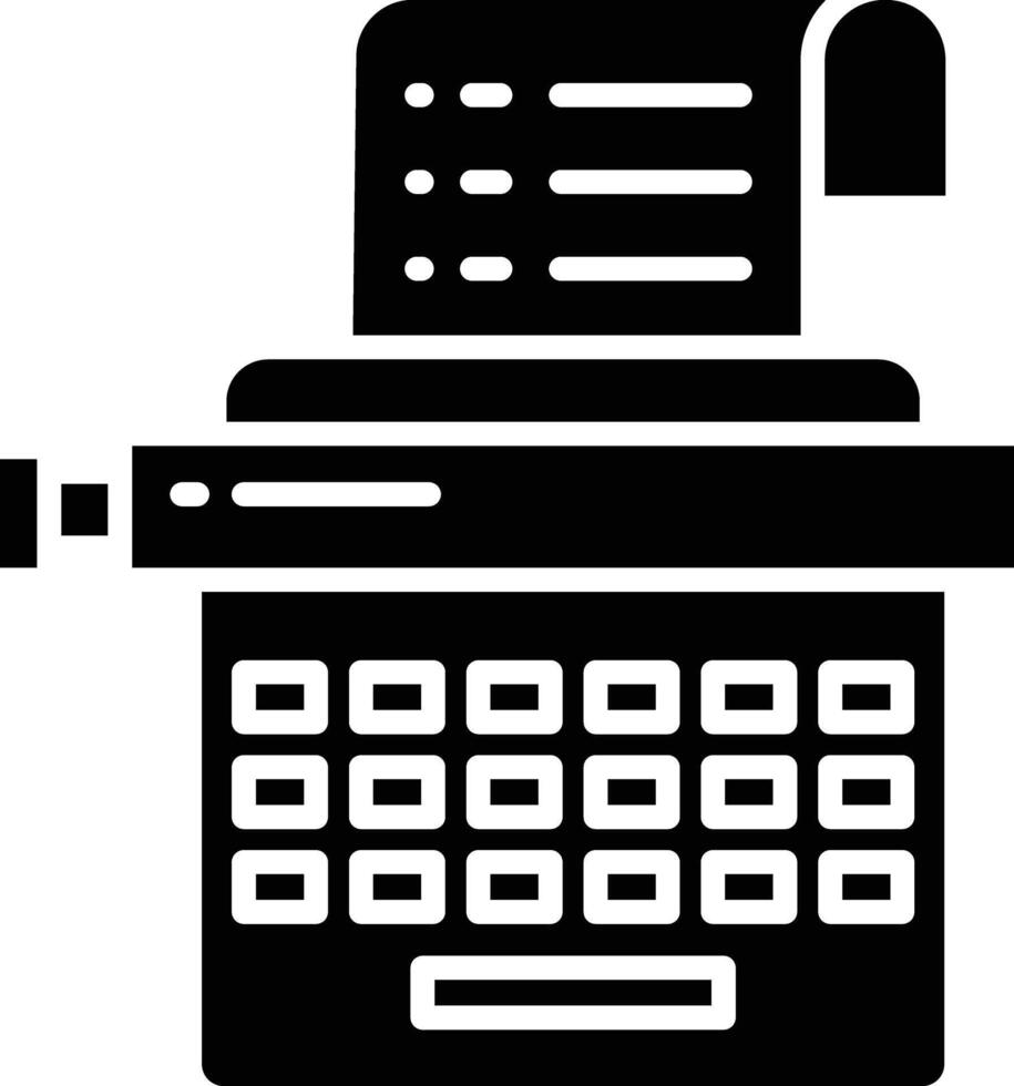 Typewriter solid glyph illustration vector