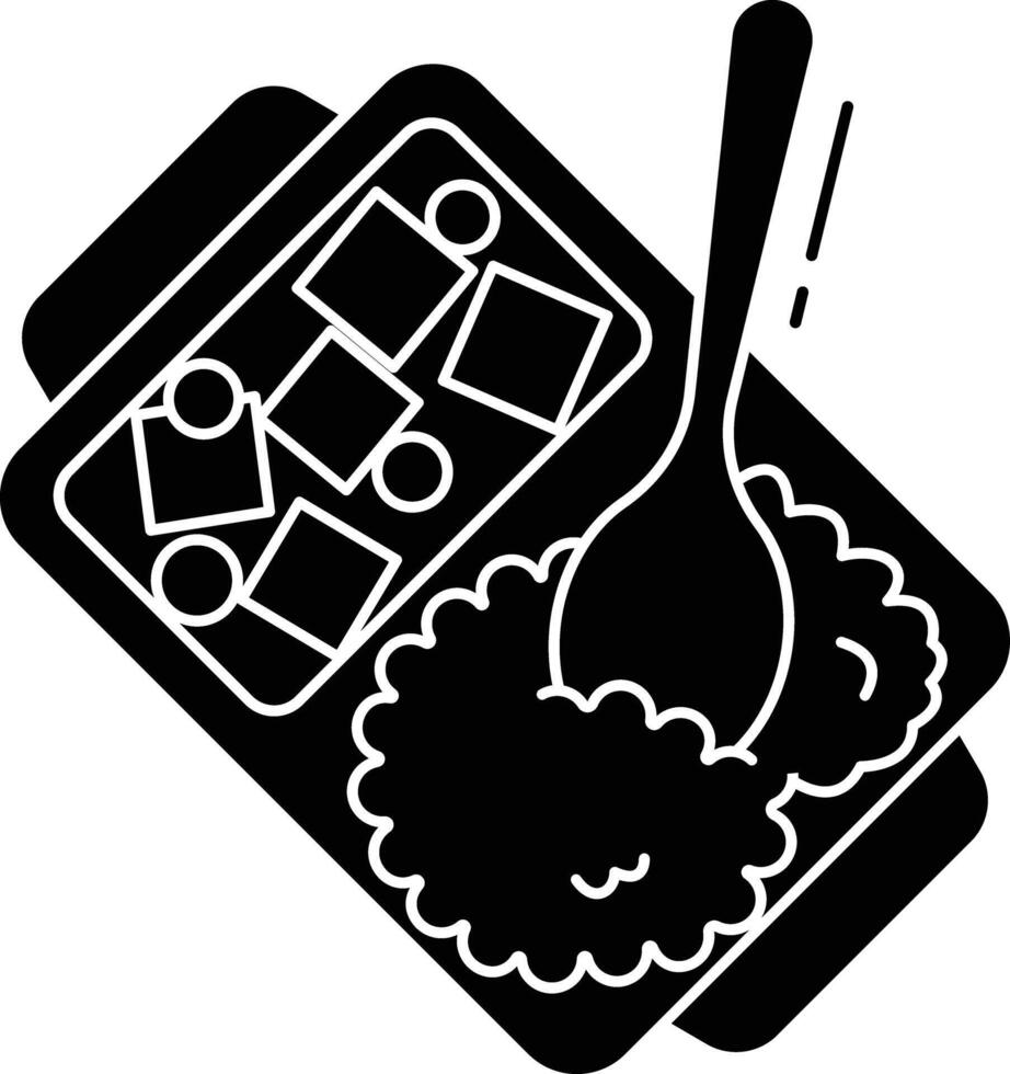 Rice curry lunch box solid glyph illustration vector