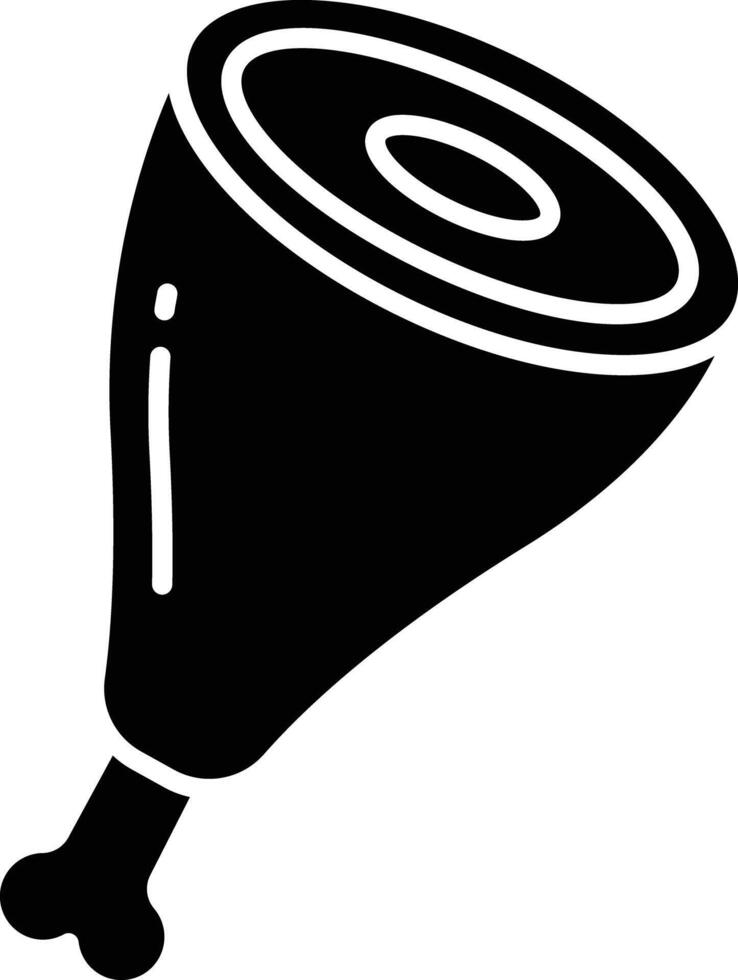 Pork leg solid glyph illustration vector