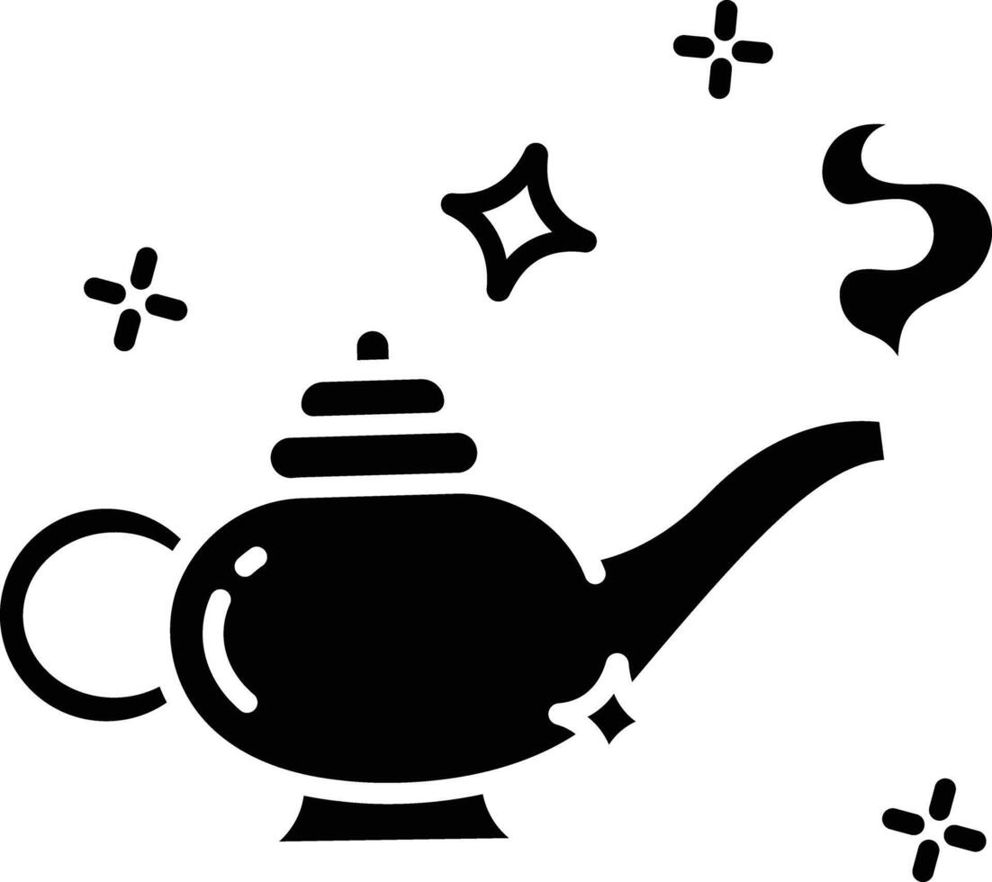 Magic lamp solid glyph illustration vector