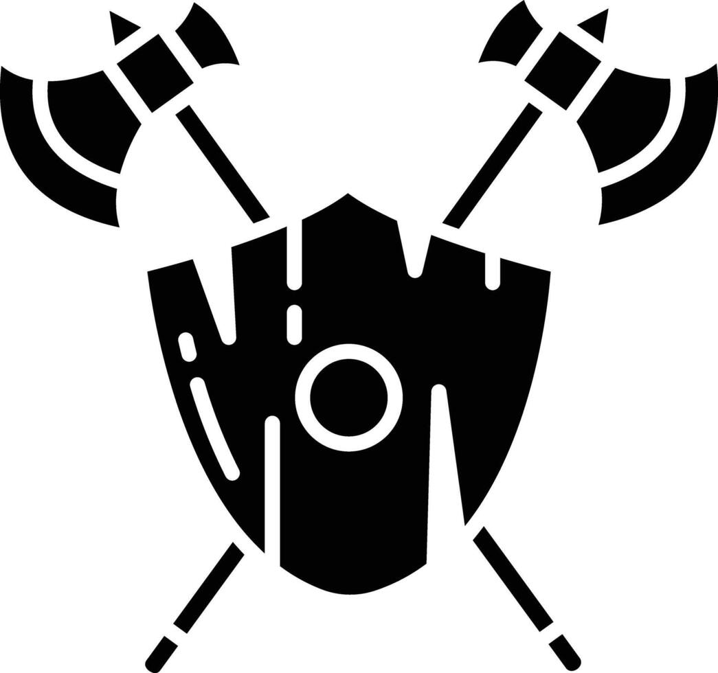 Axe and Shield solid glyph illustration vector