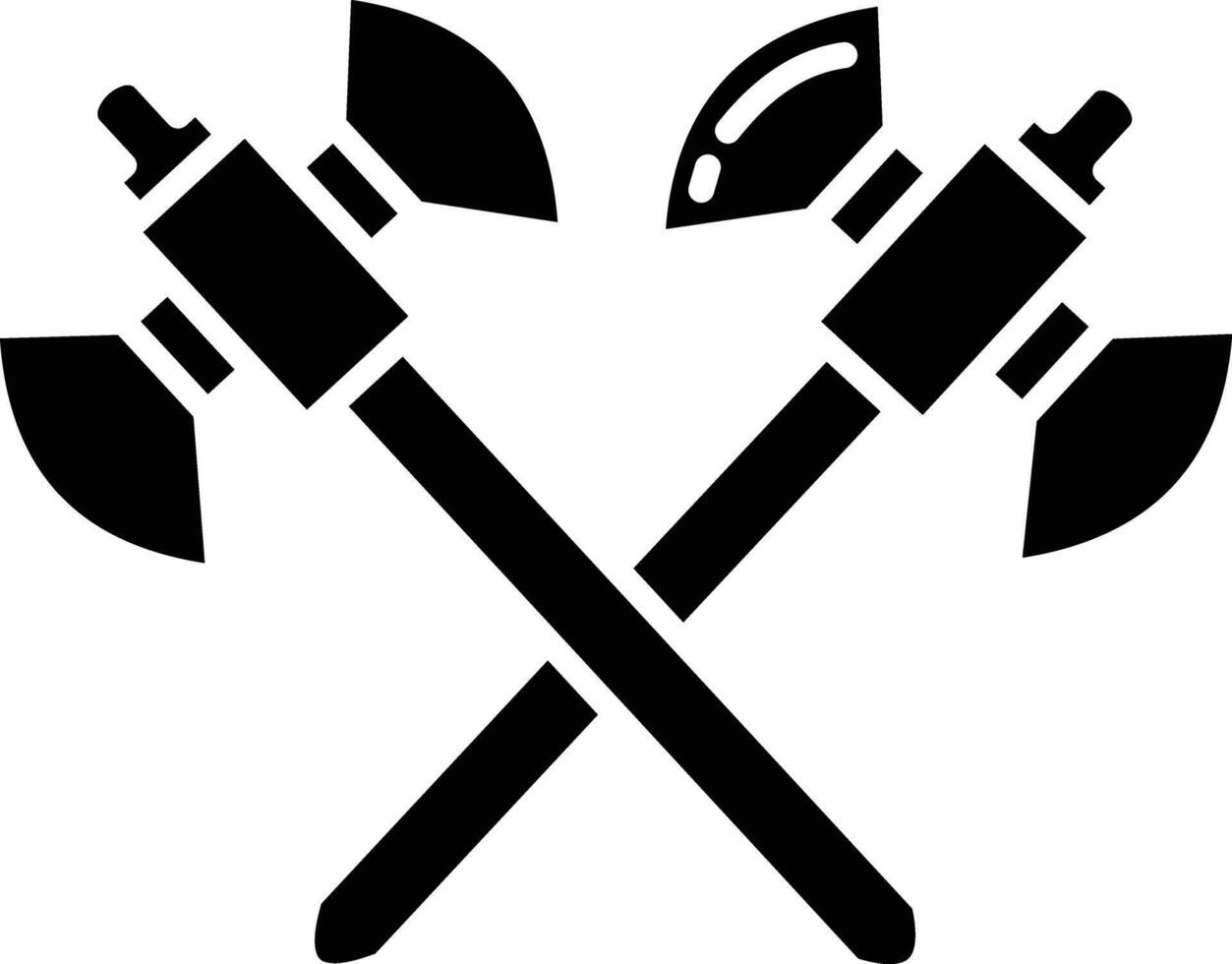 Double Edged Axe Crossed solid glyph illustration vector