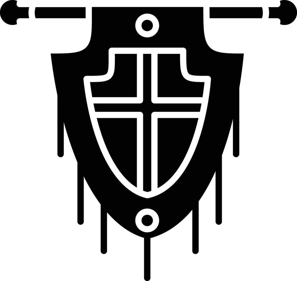 Sheild flag solid glyph illustration vector