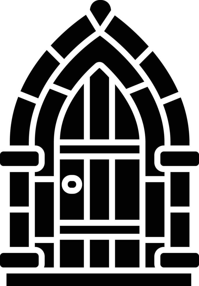 Castle door round solid glyph illustration vector