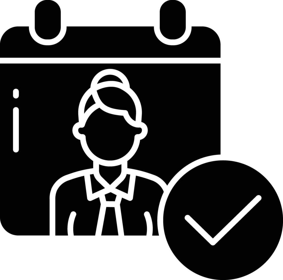 Date woman solid glyph illustration vector