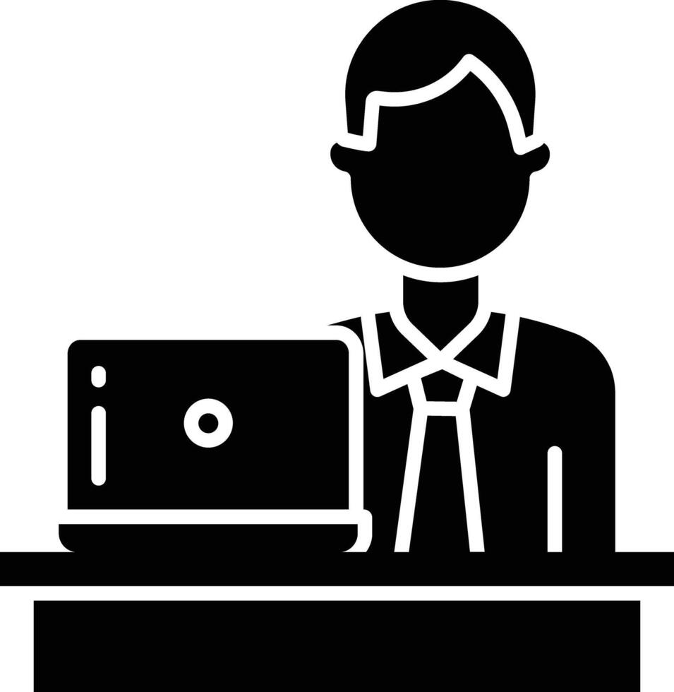 Work Woman solid glyph illustration vector
