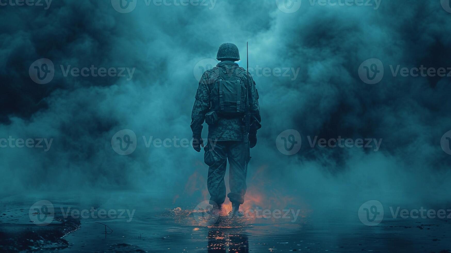 3D rendering of riot police during a riot photo