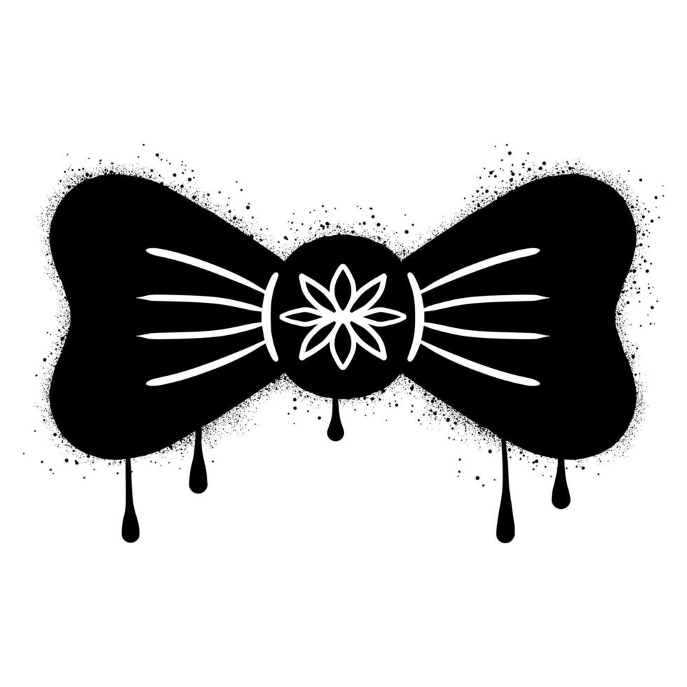 Hand drawn bow tie graffiti with black spray paint vector