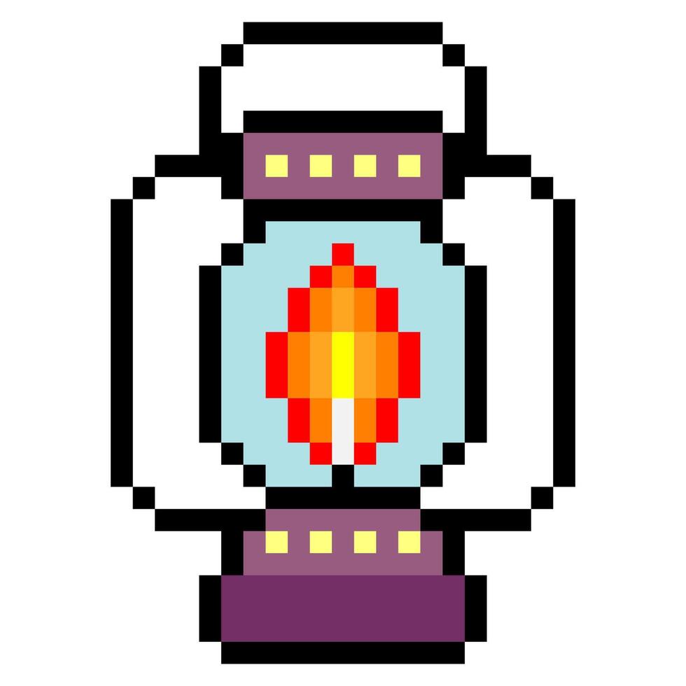 Kerosene lamp in pixel art style vector